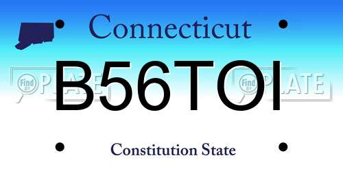 B56TOI Connecticut License Plate