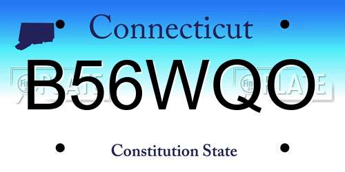 B56WQO Connecticut License Plate