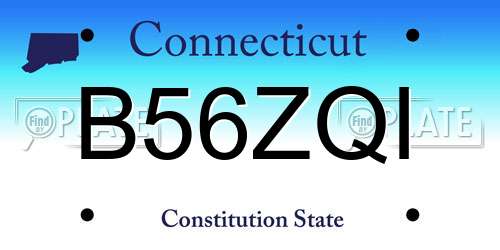 B56ZQI Connecticut License Plate