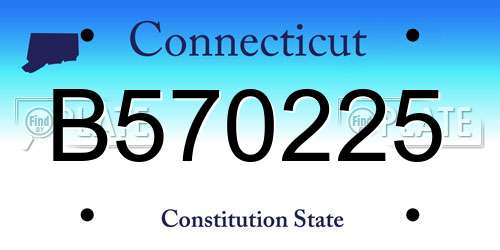 B570225 Connecticut License Plate