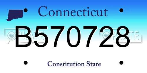 B570728 Connecticut License Plate
