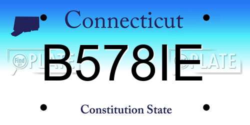 B578IE Connecticut License Plate