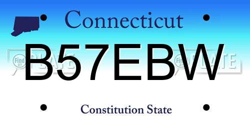 B57EBW Connecticut License Plate