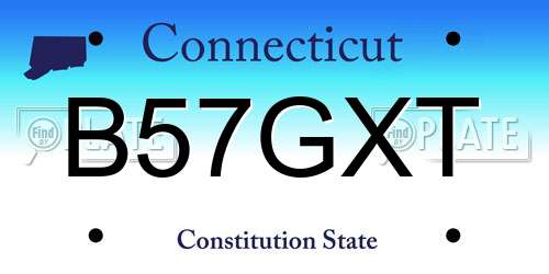 B57GXT Connecticut License Plate