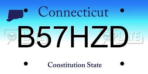 B57HZD Connecticut License Plate
