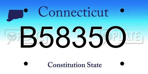 B5835O Connecticut License Plate