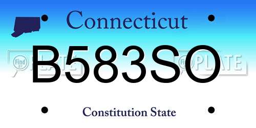 B583SO Connecticut License Plate