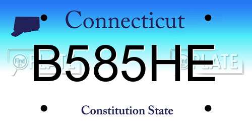 B585HE Connecticut License Plate