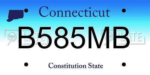 B585MB Connecticut License Plate