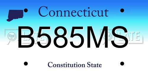 B585MS Connecticut License Plate