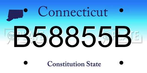 B58855B Connecticut License Plate