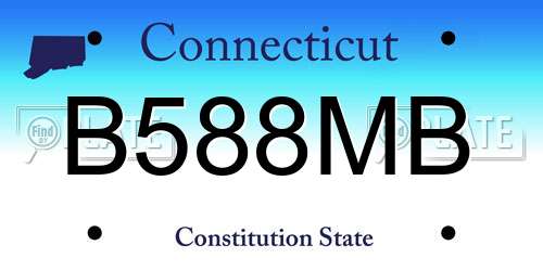 B588MB Connecticut License Plate