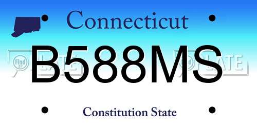 B588MS Connecticut License Plate
