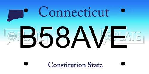 B58AVE Connecticut License Plate