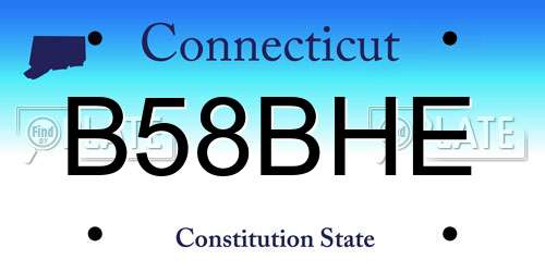 B58BHE Connecticut License Plate