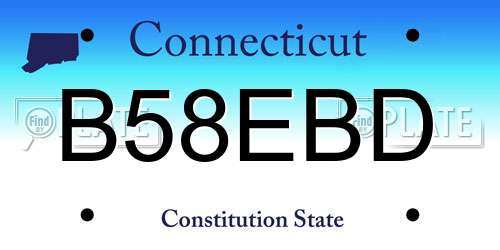B58EBD Connecticut License Plate