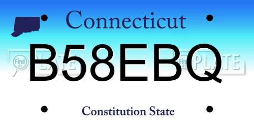 B58EBQ Connecticut License Plate
