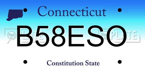 B58ESO Connecticut License Plate