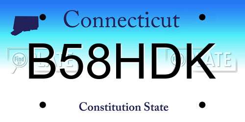 B58HDK Connecticut License Plate