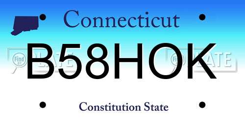 B58HOK Connecticut License Plate