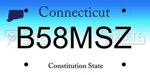 B58MSZ Connecticut License Plate
