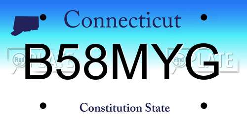 B58MYG Connecticut License Plate