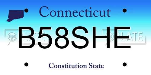 B58SHE Connecticut License Plate