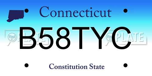 B58TYC Connecticut License Plate