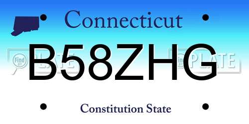 B58ZHG Connecticut License Plate