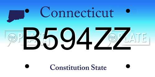 B594ZZ Connecticut License Plate
