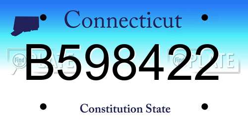 B598422 Connecticut License Plate