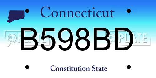 B598BD Connecticut License Plate