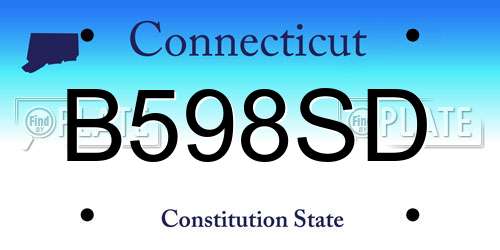B598SD Connecticut License Plate
