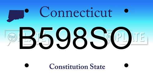 B598SO Connecticut License Plate