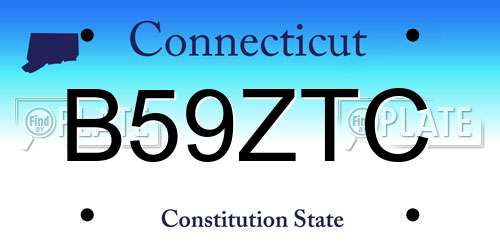 B59ZTC Connecticut License Plate