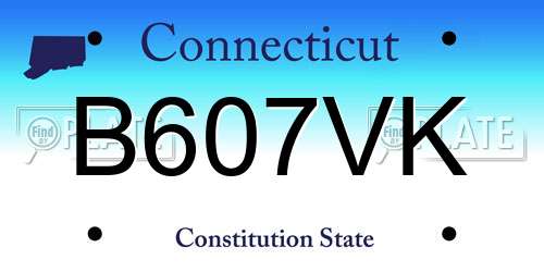 B607VK Connecticut License Plate