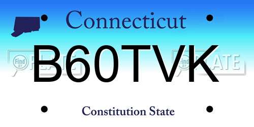 B60TVK Connecticut License Plate