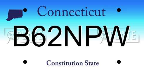 B62NPW Connecticut License Plate