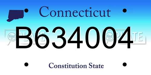 B634004 Connecticut License Plate