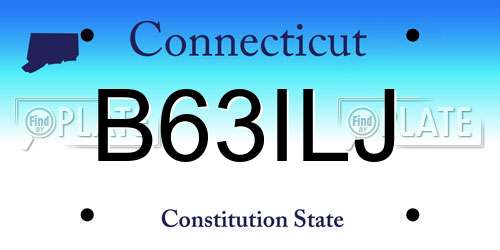 B63ILJ Connecticut License Plate