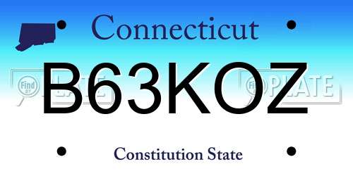 B63KOZ Connecticut License Plate