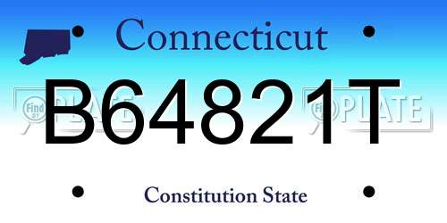 B64821T Connecticut License Plate