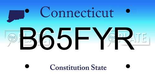 B65FYR Connecticut License Plate