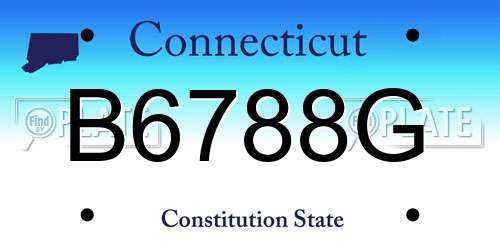 B6788G Connecticut License Plate