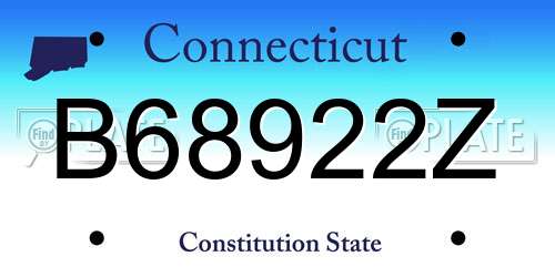 B68922Z Connecticut License Plate