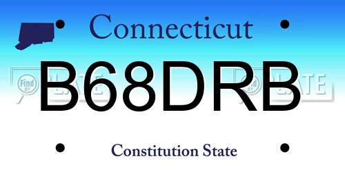 B68DRB Connecticut License Plate