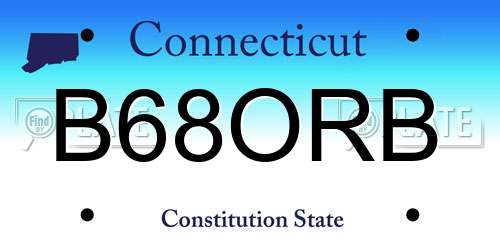 B68ORB Connecticut License Plate