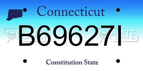 B69627I Connecticut License Plate