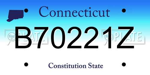 B70221Z Connecticut License Plate