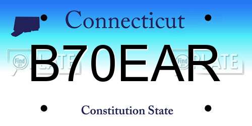 B70EAR Connecticut License Plate
